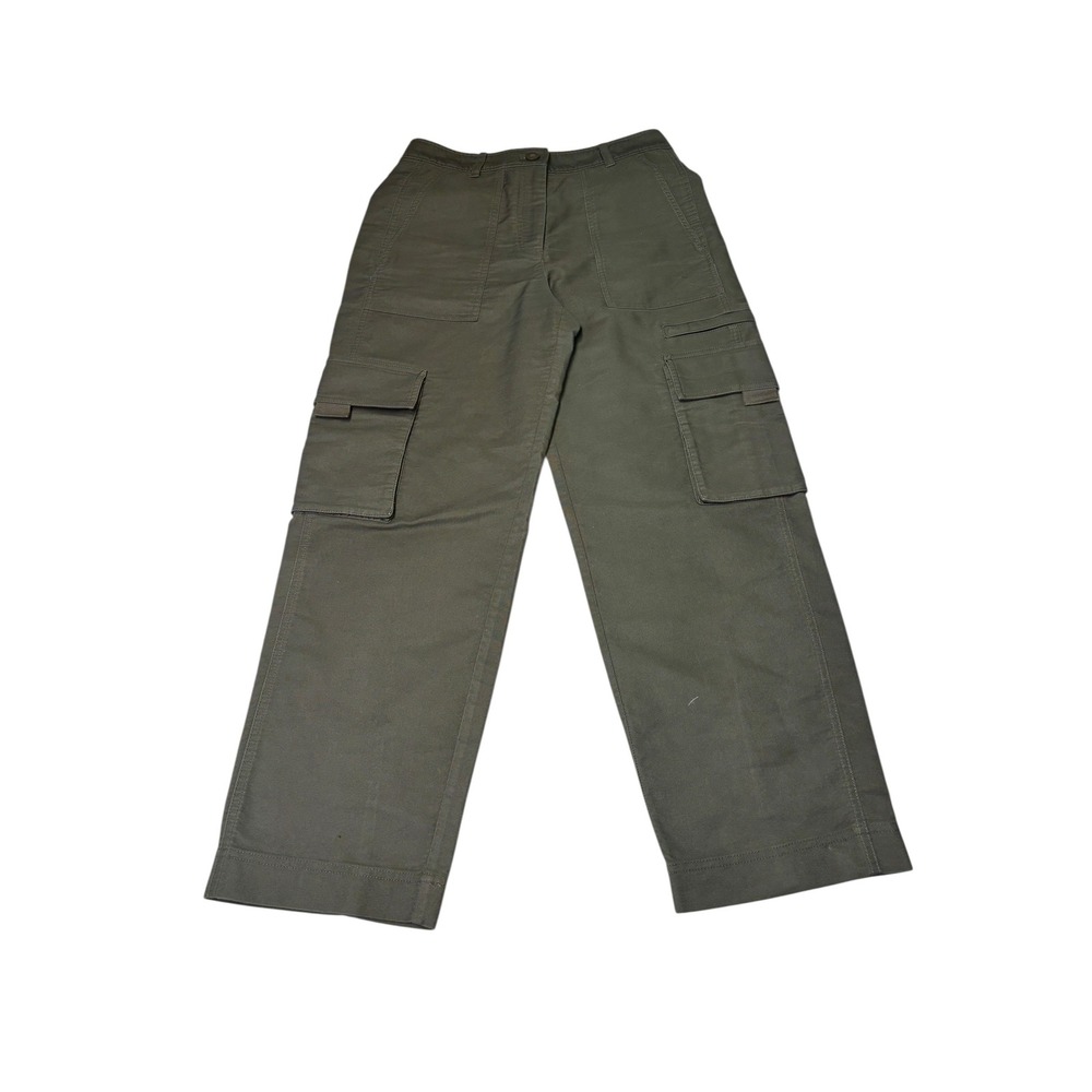 ME+EM Khaki Green Cotton Cargo Trousers Pants AW23TW739 US 6 UK 10 W30 L29